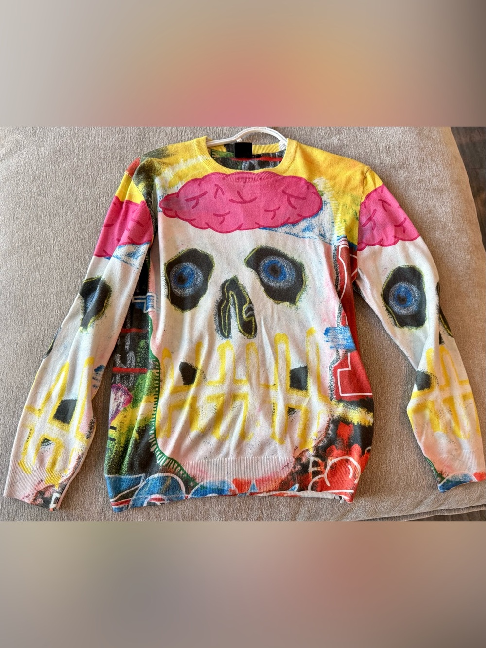 Tango Hotel Al Basser Series Colorful Graffiti Skull Men’s Crewneck Sweater (XL)